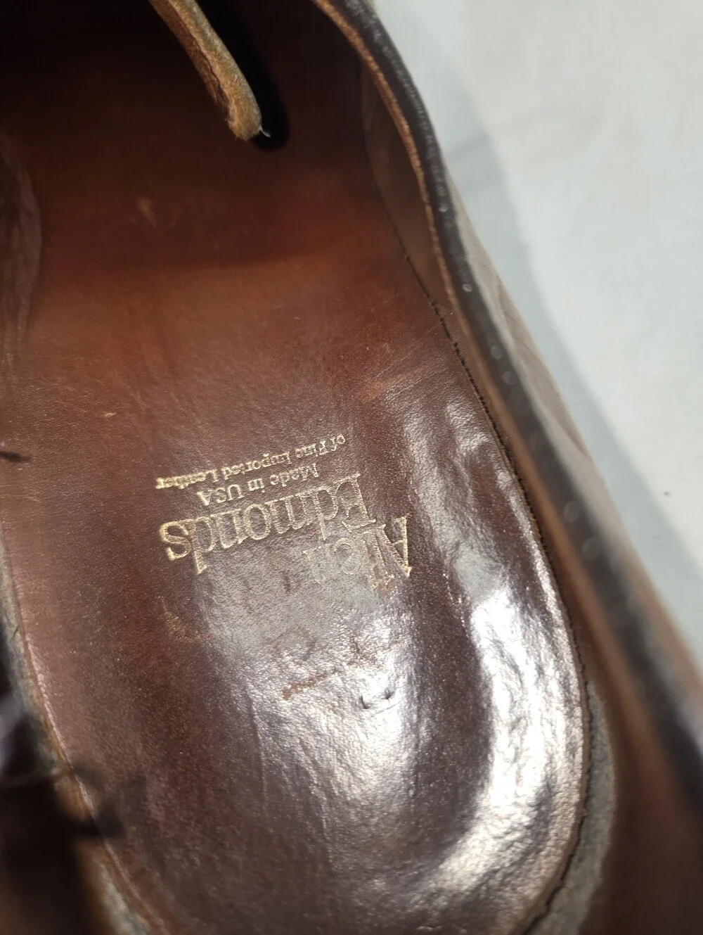 ALLEN EDMONDS Men's Size 12 Kenilworth Plain Toe Blucher Leather Shoes